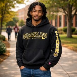 Grambling State Tigers black/ gold embroidered fleece hoodie. men's M women's L